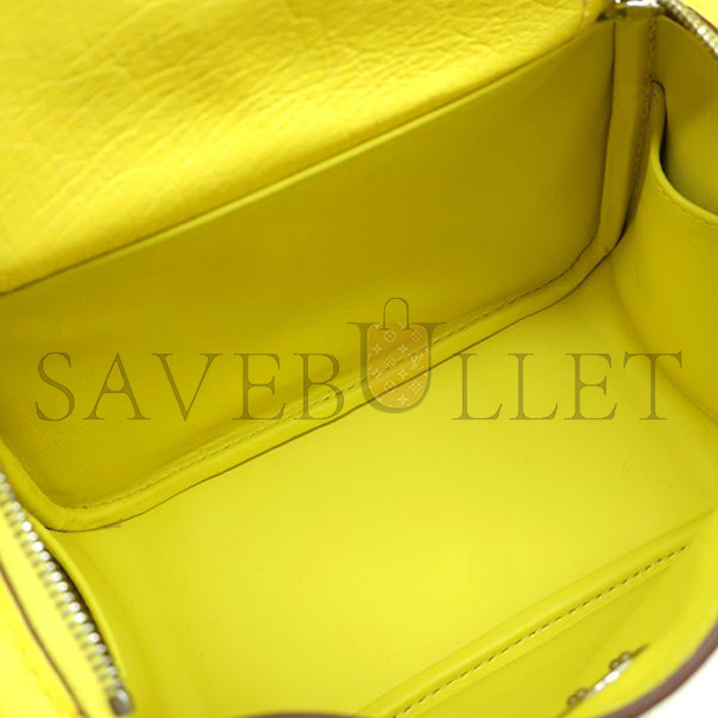 HERMES MASTER LINDY MINI 19 BAG OSTRICH PALLADIUM HARDWARE (19*12*9.5cm)